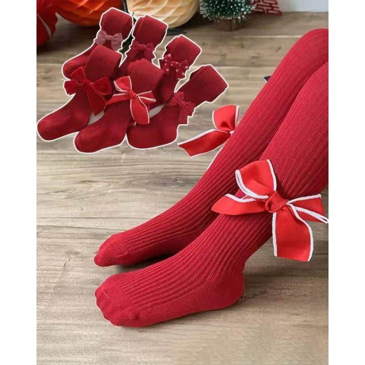 Red Bow Tights for wholesale by Petite Hailey