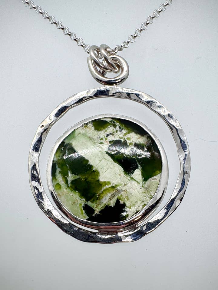 Sterling Chrome Chalcedony Circle Necklace for wholesale by Morgan McGeehan Designs