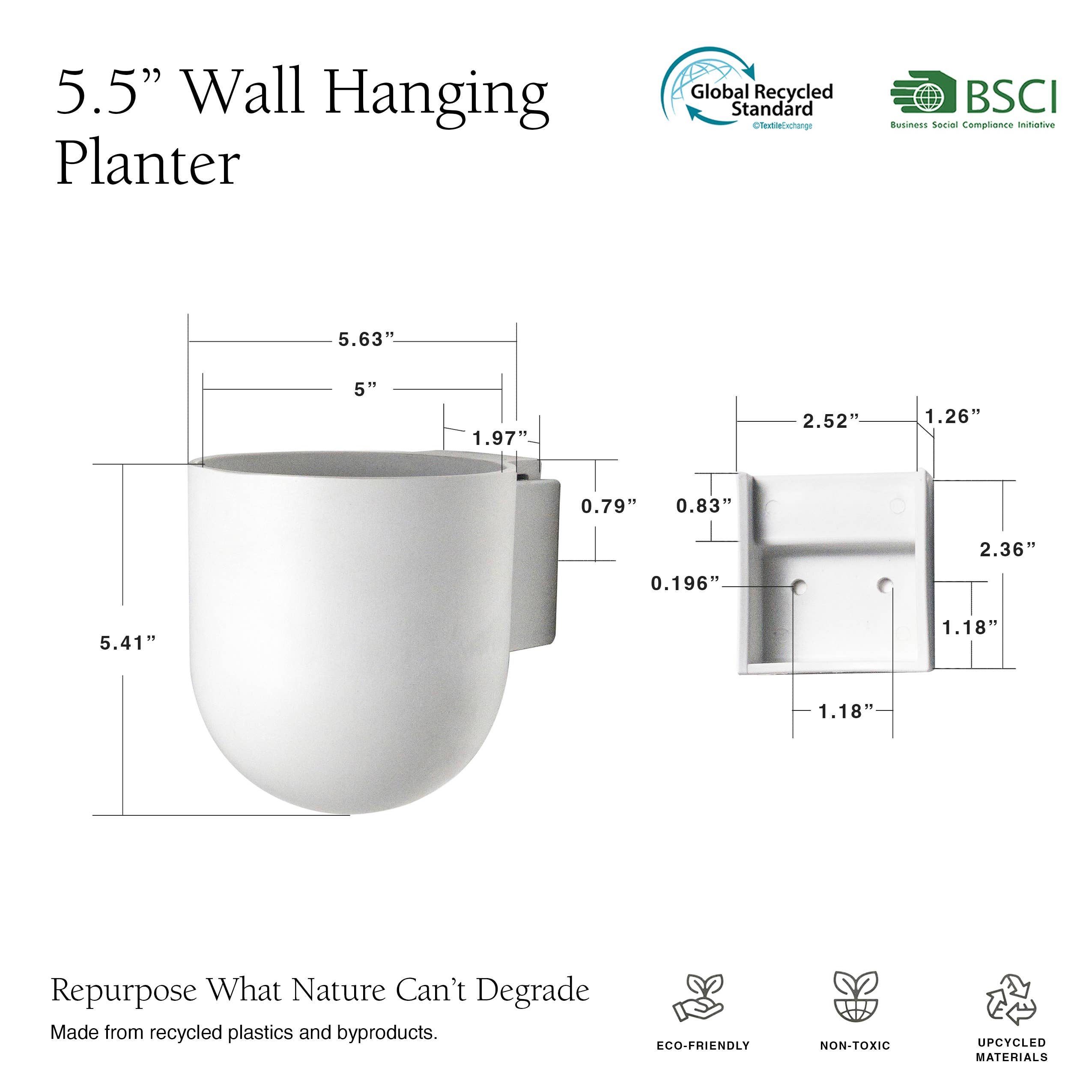 Kanso Designs - Wholesale Wall Planter - Wall Mounted Recycled Plastic Planter Pots | 5.5" and 7"1