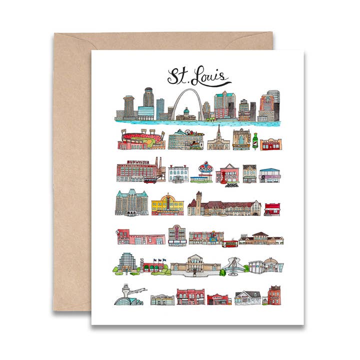 St Louis Card for wholesale by Jodi Lynn's Emporium of Doodles