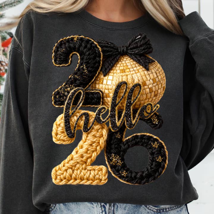 DLT Ecommerce - Wholesale T-Shirt (Graphic) - Women's - Latch Hook Yarn Faux Crochet New year 2026 Shirt, New Year2