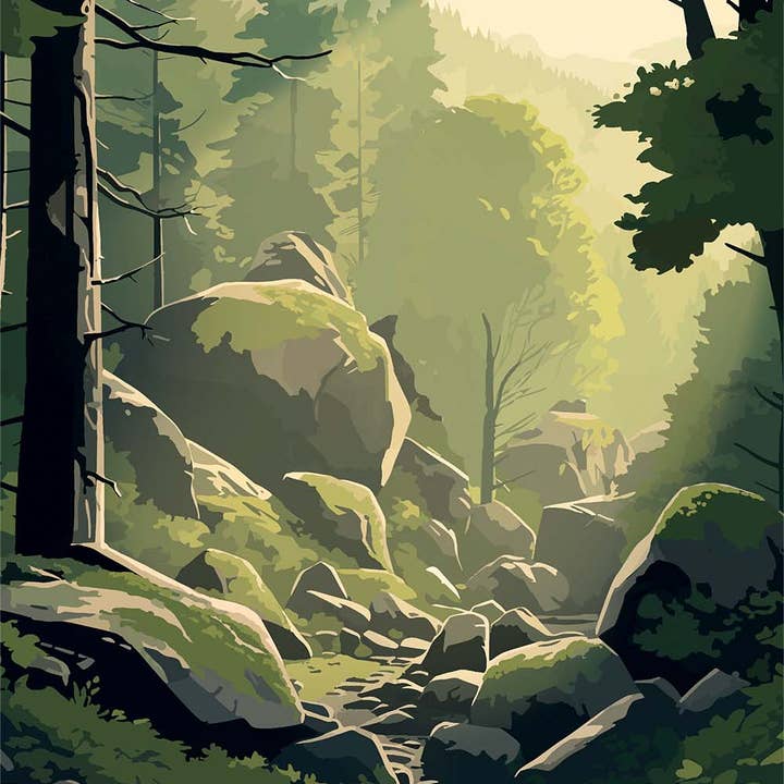 Huelgoat forest - Travel poster for wholesale by Artcamia