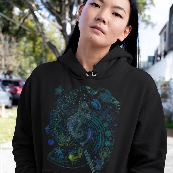 BluePrint 2 - Sea - Unisex Hoodie - Lavet på bestilling - Valg af farver for engroshandel hos symbolika