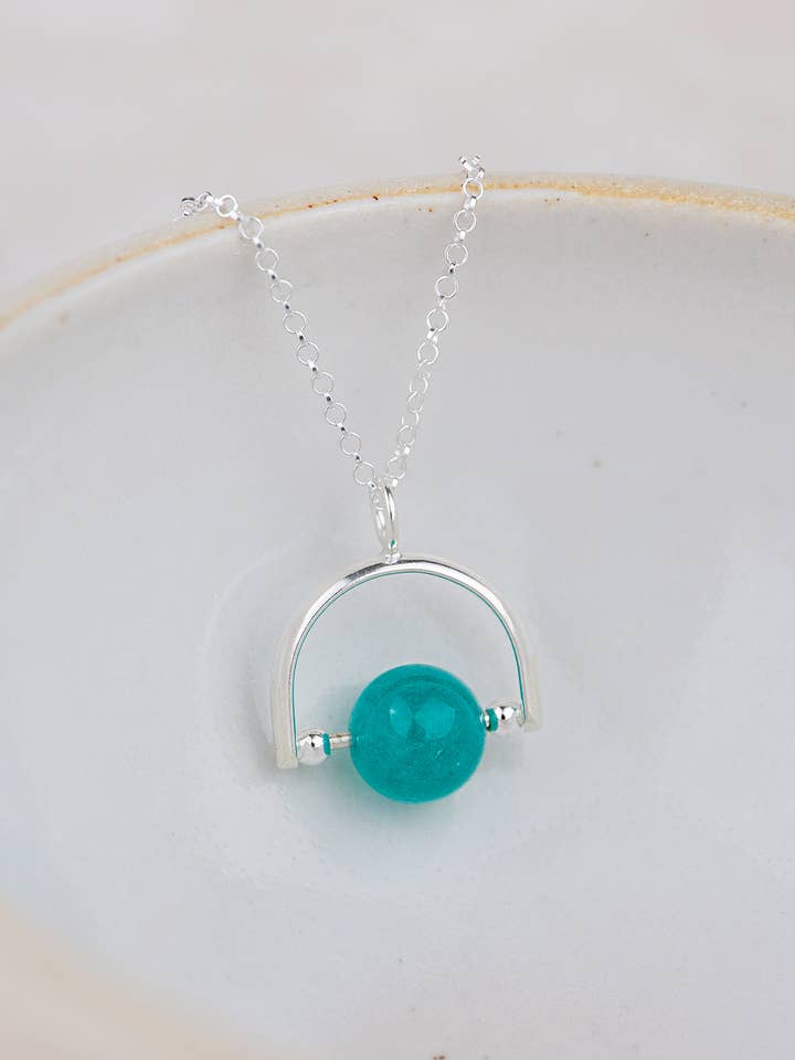 Sterling Silver Semi Precious Bead Spinner Pendant for wholesale by Lucy Kemp Jewellery