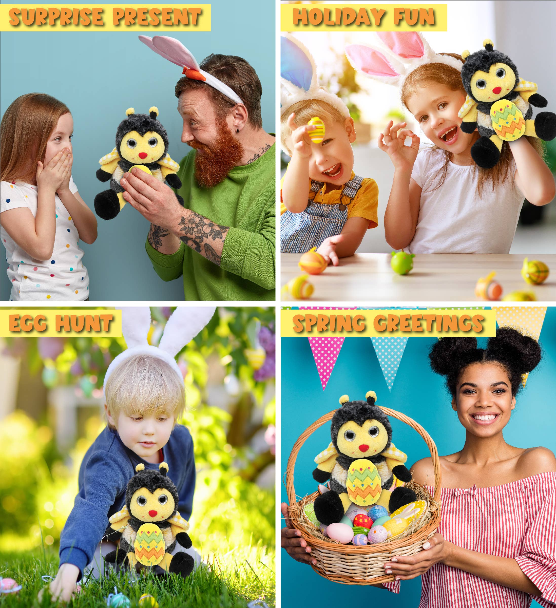 Cota Global – wholesale Fyllda/plyschleksaker - Barn och baby – Plysch Påskägg - Supermjuk Plysch - Sittande Bi3