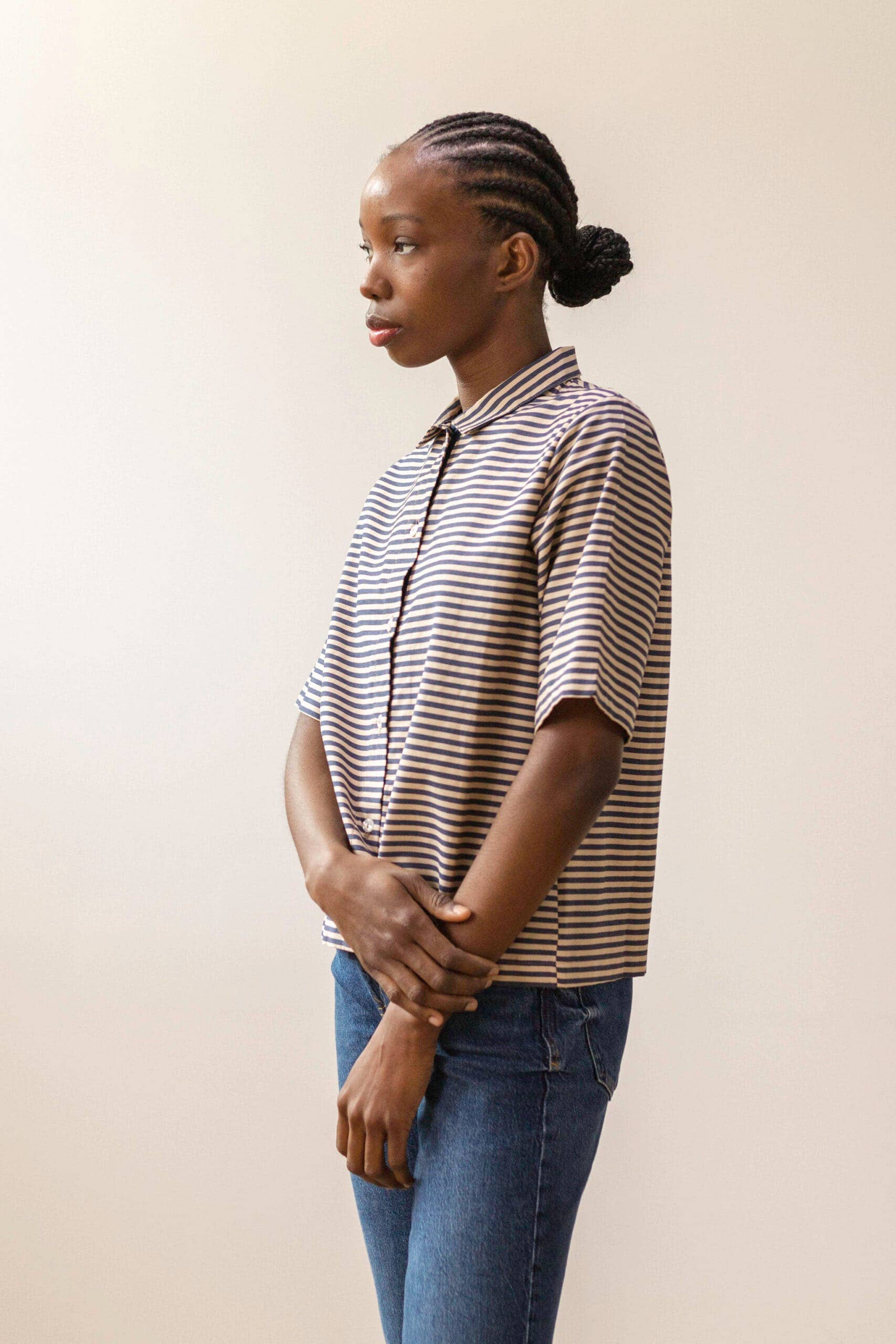 PAN Producto Básico - Wholesale Coat - Women's - Blue striped shirt3