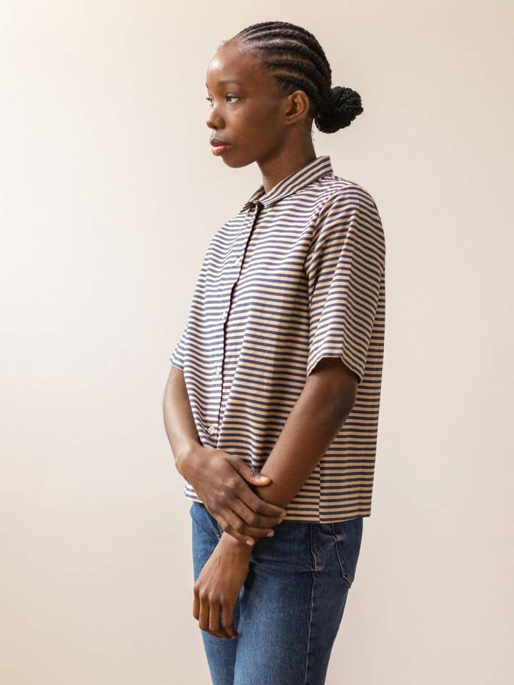 PAN Producto Básico - Wholesale Coat - Women's - Blue striped shirt3