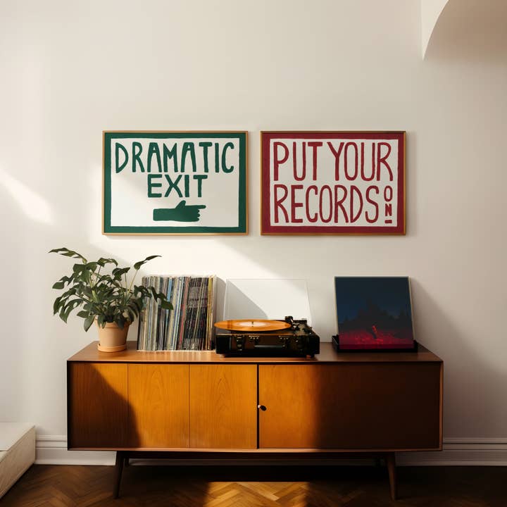 Lune Club - Wholesale Art Print - Put Your Records On Retro Hand Painted Print