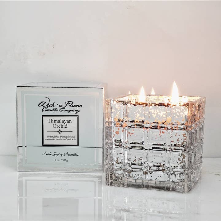Himalaya Orkidé 18 ounce Mercury Cube for engroshandel hos Wick 'n Flame Candle Company