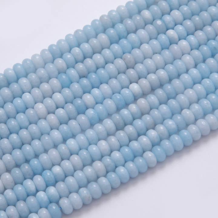 8mm Lichtblauwe Agaat Rondelle Natuurlijke Edelsteen Kraal Streng Vinding | WA-020 voor wholesale door Aim Eternal