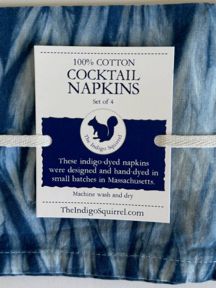 Indigo - Dyed Cocktail NapkinĀ (set of 4) for wholesale by The Indigo Squirrel