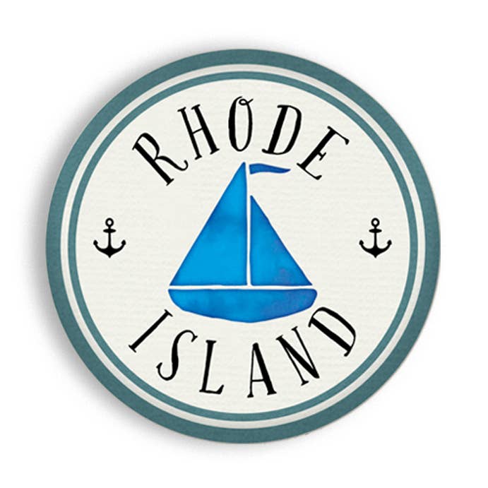 Rhode Island: Blue Sailboat : NEODYMIUM SIZE 2.25" Magnet for wholesale by Silva Ware By Walter Silva