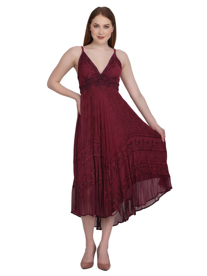 Advance Apparels - Wholesale Dress - Women's - Back Tie Acid Wash Dress (S/M-1X/2X) 4 Colors ADL-3033313