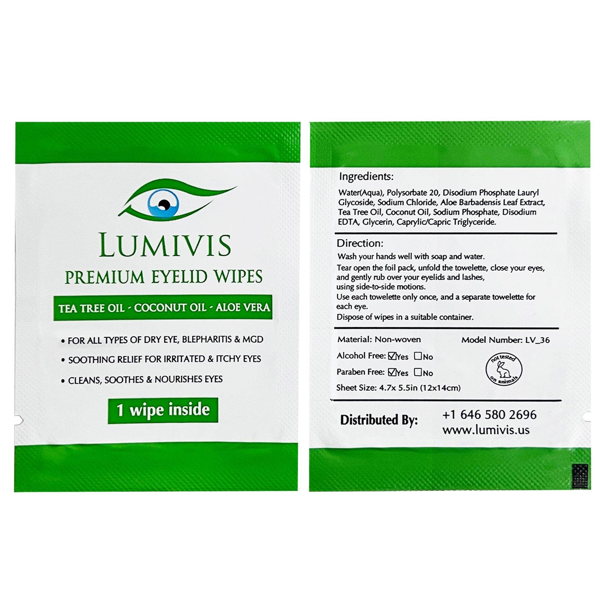 Ephesus Accessories - Wholesale Eye Treatment Mask - Lumivis Eyelid & Eyelash Wipes with Tea Tree Oil 36 Pieces8