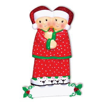 PolarX Ornaments - Wholesale Ornament - Light Skin Pajama Family Personalized Ornament0