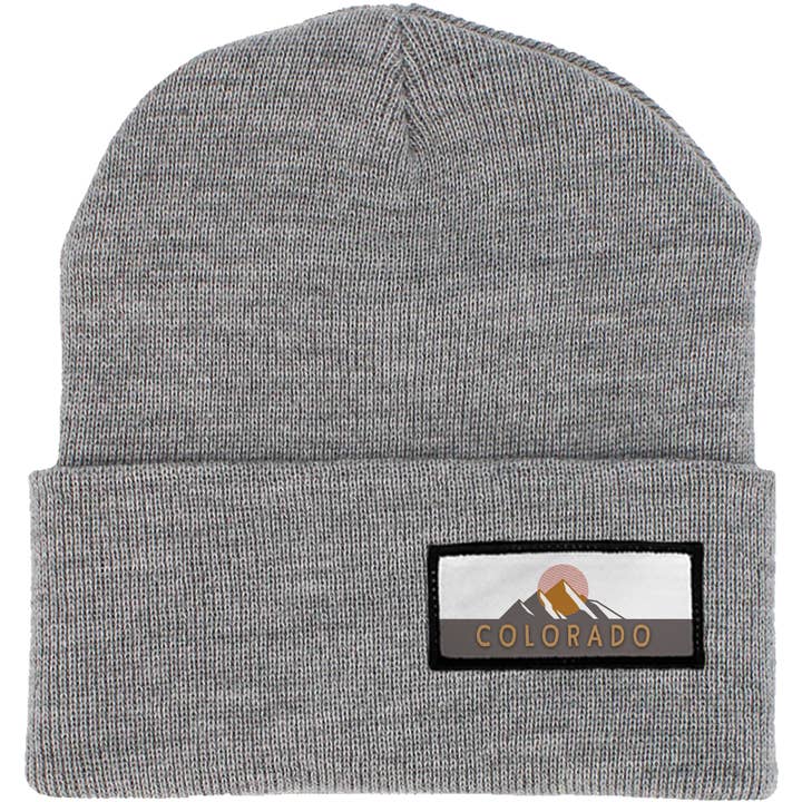 Colorado Two Tone Mountain on SKIHAT-LONG Light Gray Beanie for wholesale by Stryder Gear