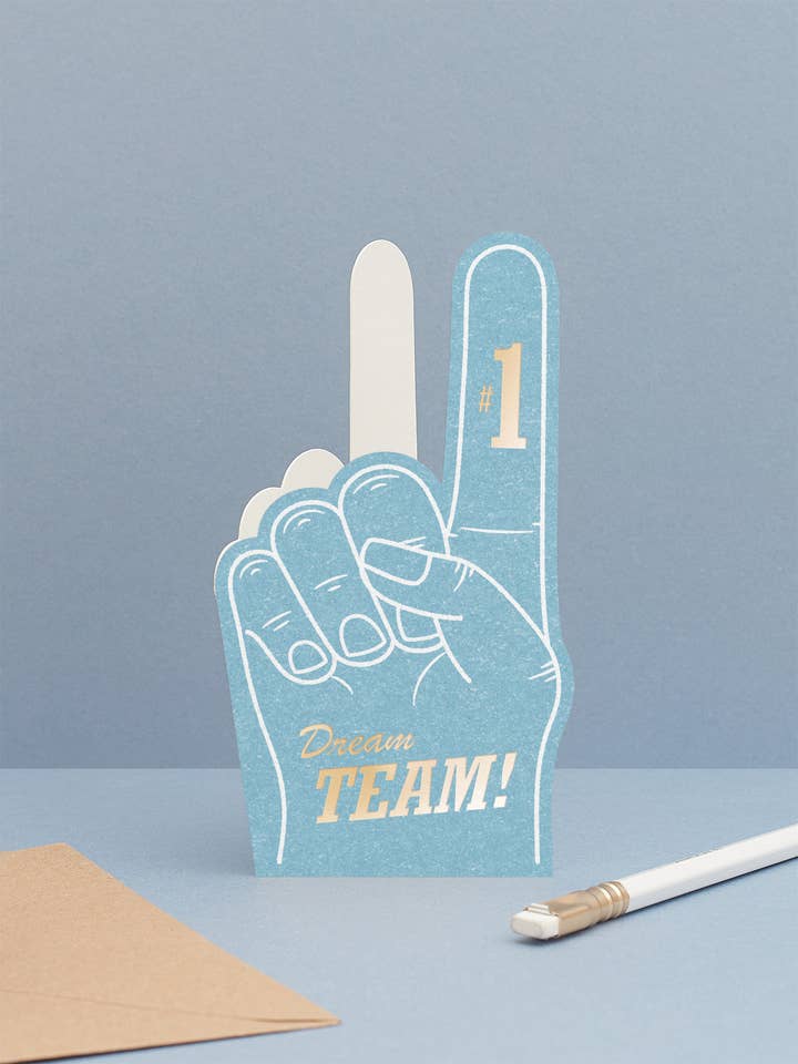 Dream Team Foam Finger Card Valentine’s Card | Anniversary for wholesale by Another Loop
