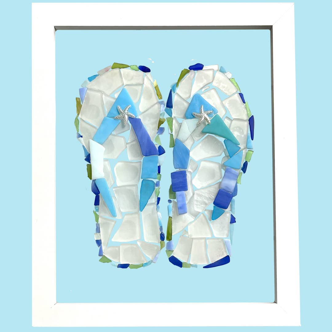 Beach Memories® Glassworks - Wholesale DIY Craft Kit - Tumbled Sea Glass Flip Flop Mosaic Kit