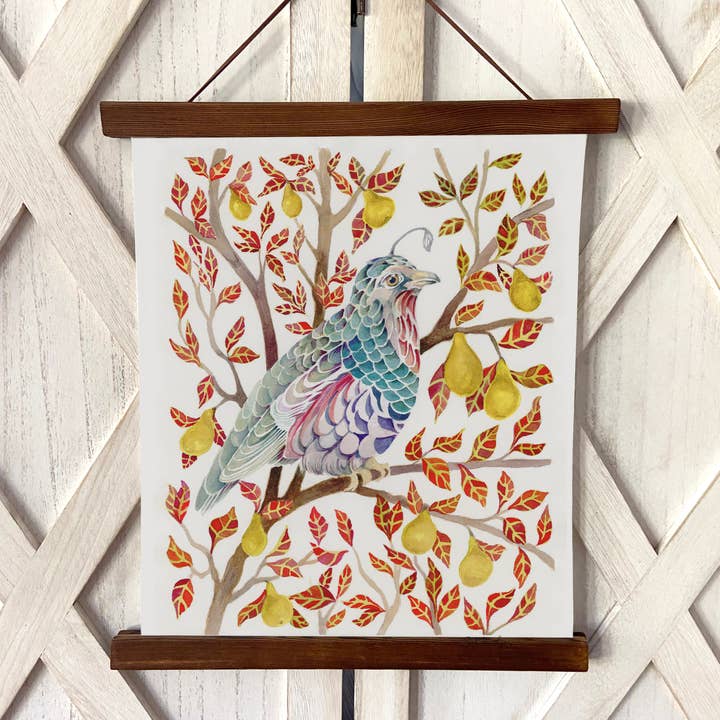 Impresión artística en acuarela Partridge sobre lino, enmarcada para venta al por mayor de Sarah Rose