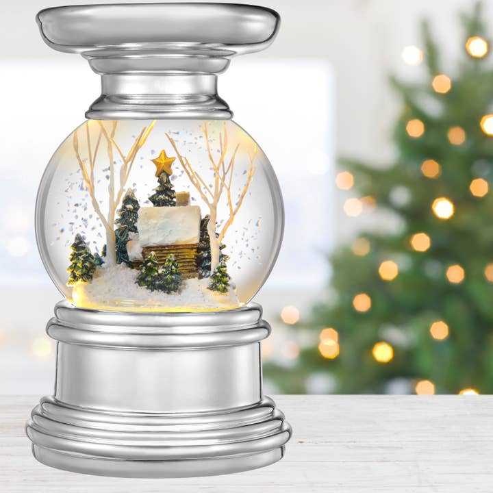 Haute Decor - Wholesale Candle Holder - Snowburst™ Snow Globe Candle Holder - Log Cabin1