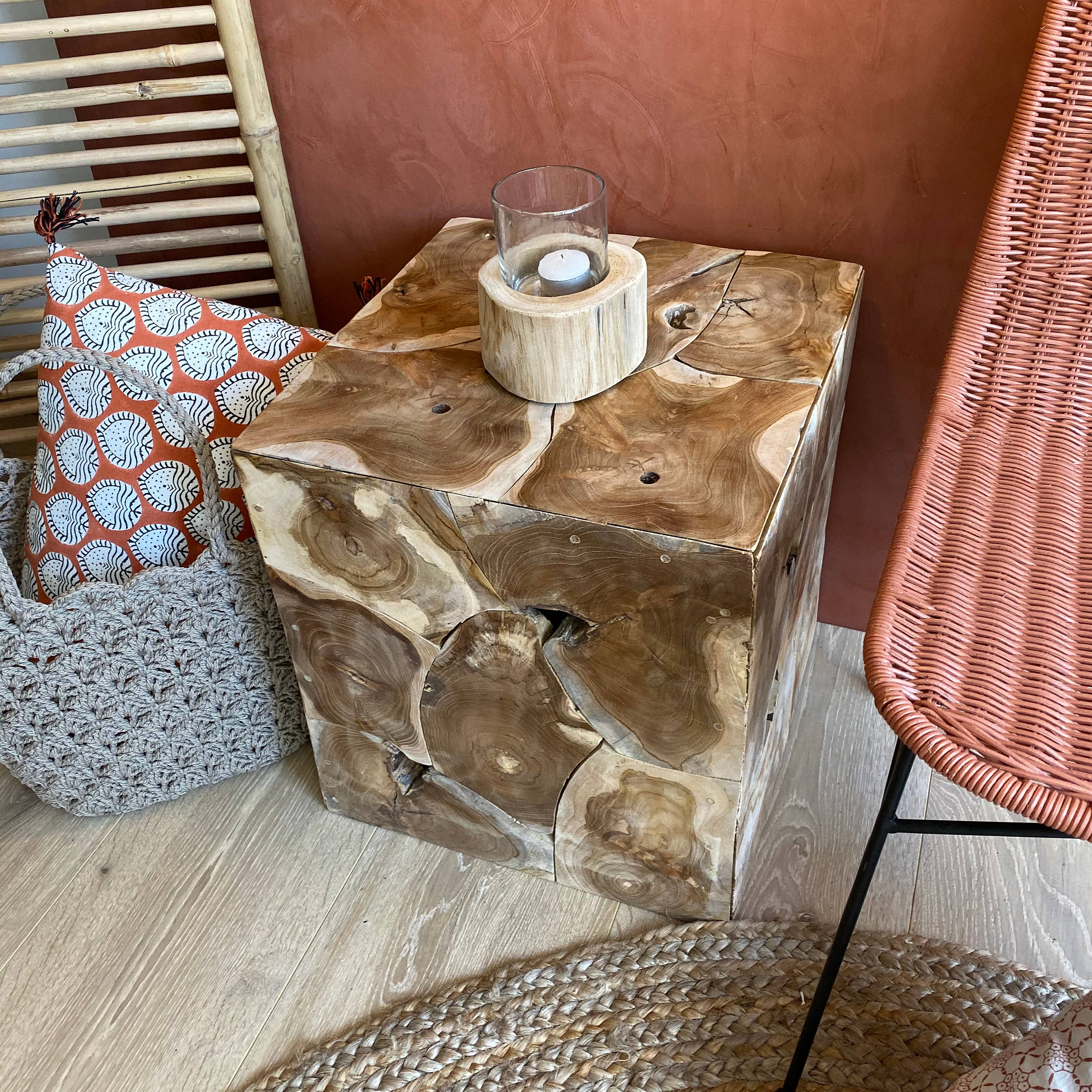 Now's Home - Wholesale Side Table - TEAK ROOT SIDE CABINET ASSEMBLE 40X40X HT45CM3