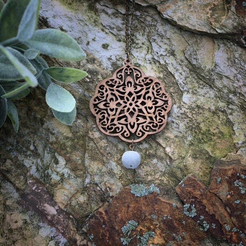 Red Shed Designs - Wholesale Pendant/Charm Necklace - Birch Wood Medallion Pendant with Concrete Bead Necklace3