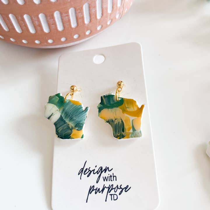 Design With Purpose - Wholesale Dangle Earrings - Hand Painted Green Bay Packers Earrings6
