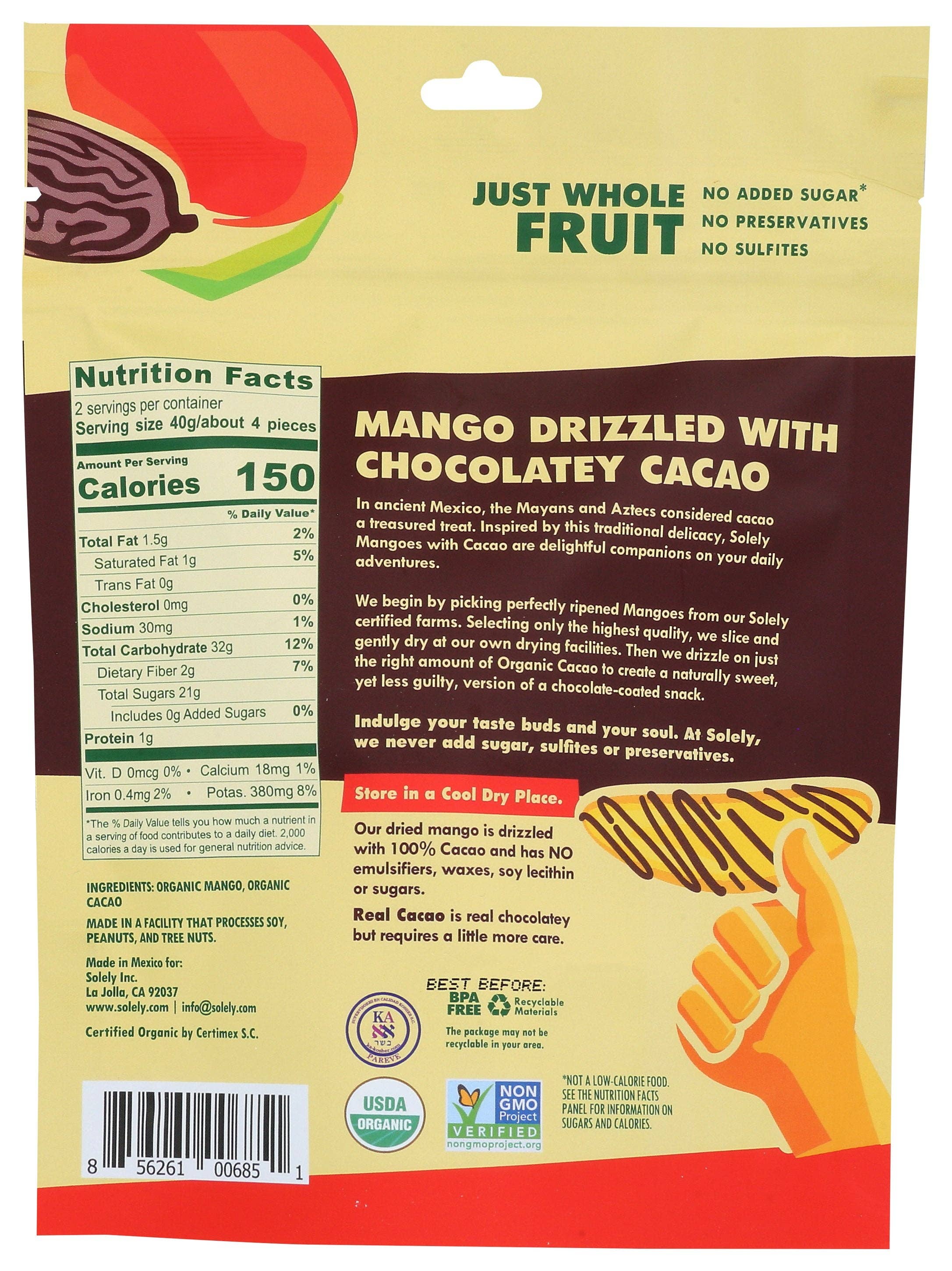 Everyday Supply Co - Wholesale Dried/Dehydrated Fruit - SOLELY MANGO CACAO DRIED STRIPS - Case of 81