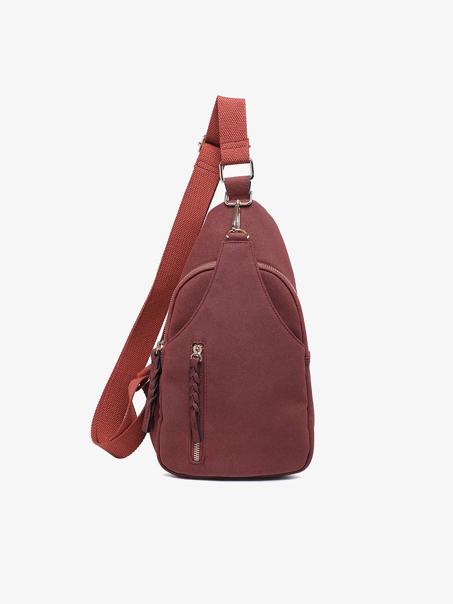 Jen & Co. - Wholesale Crossbody Bag - Women's - M2342SDE Nikki Faux Suede Dual Compartment Sling Pack Bag