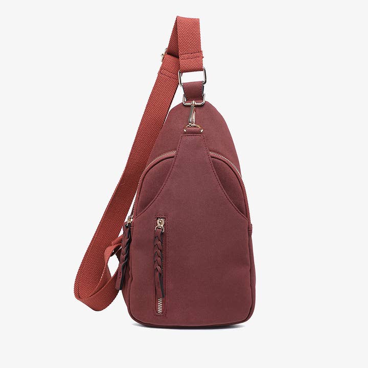 Jen & Co. - Wholesale Crossbody Bag - Women's - M2342SDE Nikki Faux Suede Dual Compartment Sling Pack Bag0