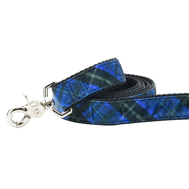 Midnight Winter Plaid Velvet Essential Dog Leash for wholesale by 2 Hounds Design
