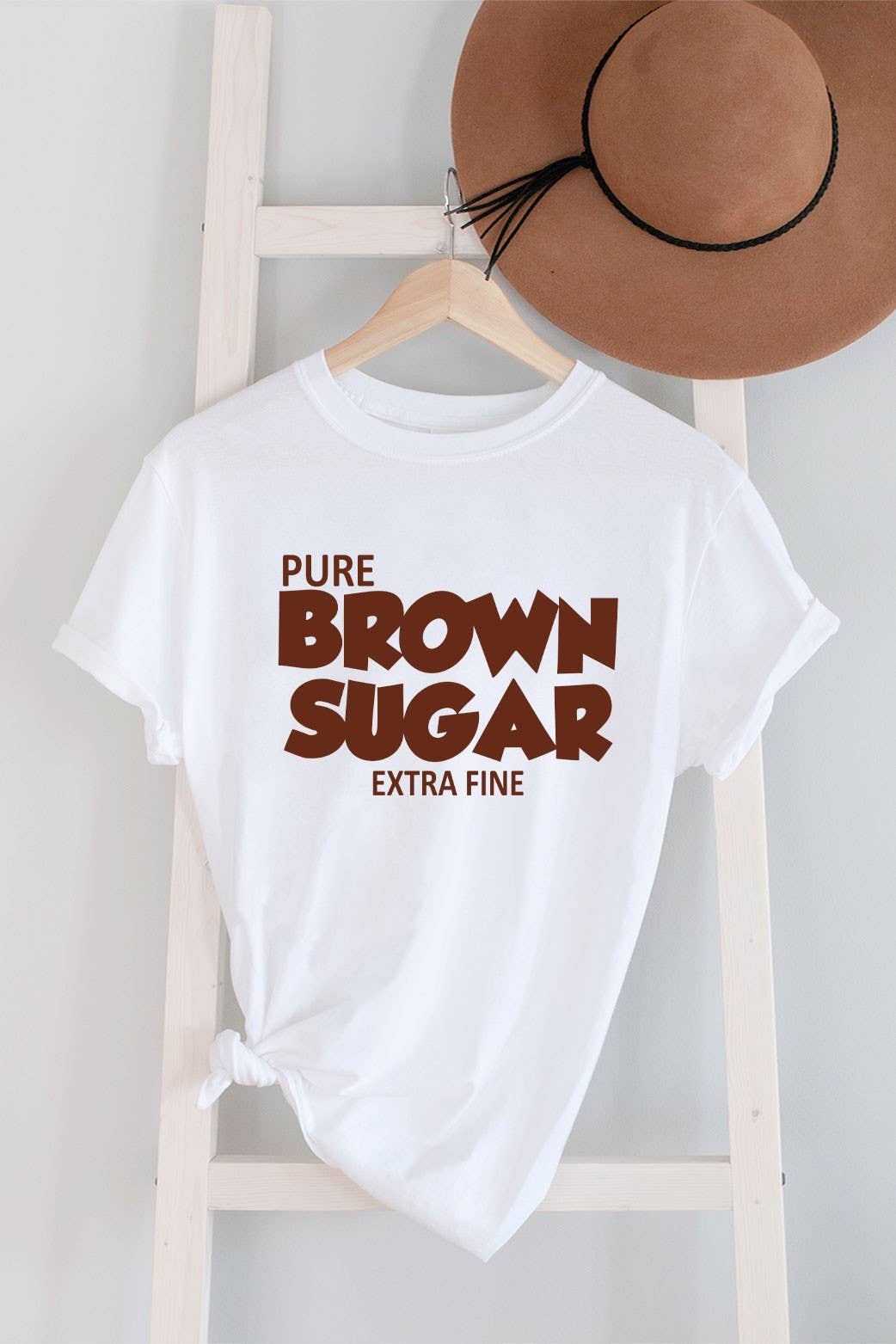 Top Avenue – T-shirt estampada - Mulher por atacado – Camiseta Pure Brown Sugar Extra Fino, Unissexo de gola curta5