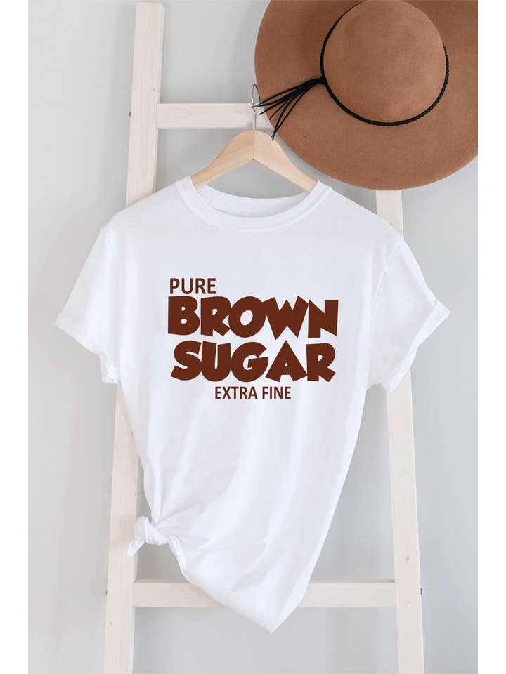 Top Avenue – T-shirt estampada - Mulher por atacado – Camiseta Pure Brown Sugar Extra Fino, Unissexo de gola curta5