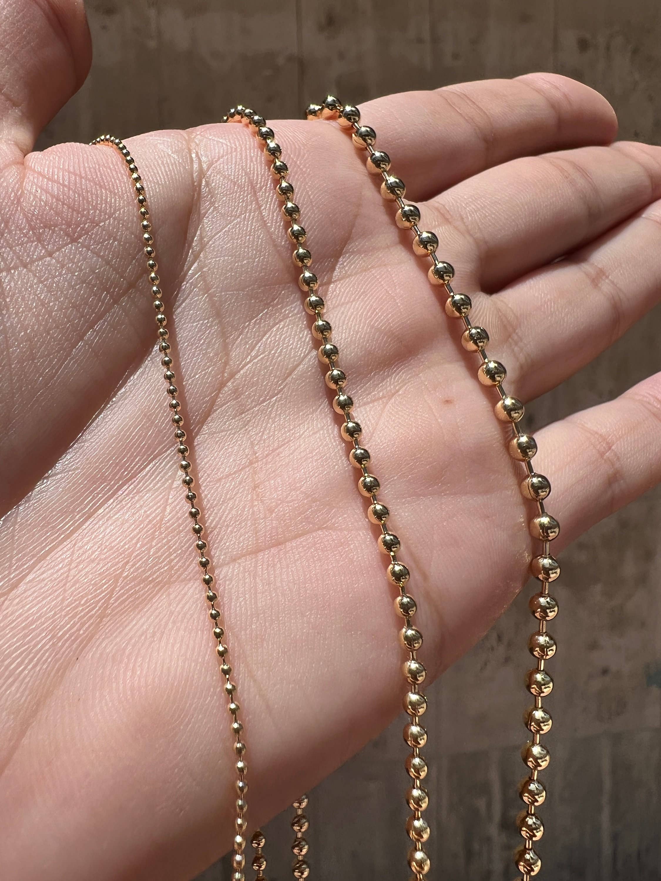 The Bead Bazaar - Wholesale Link & Chain Necklace - Wholesale Gold Filled 2.5mm Ball Chains, 18KT Gold Filled Miltary Ball Chain, Gold Filled Chain, Bulk Wholesale Chain, Gold Filled Wholesale3