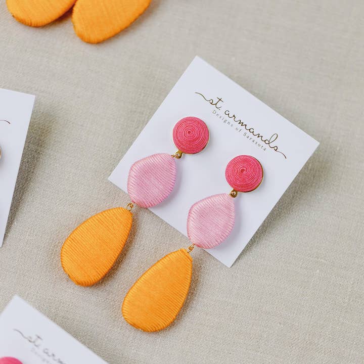 St Armands Designs of Sarasota - Wholesale Dangle Earrings - Pink Ombre Lido Statement Drop Earrings