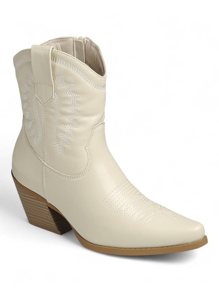 FASHION EMPORIO - Wholesale Cowboy Boots - Women's - Women Chunky Heel Ankle Booties FL-CREEK-024