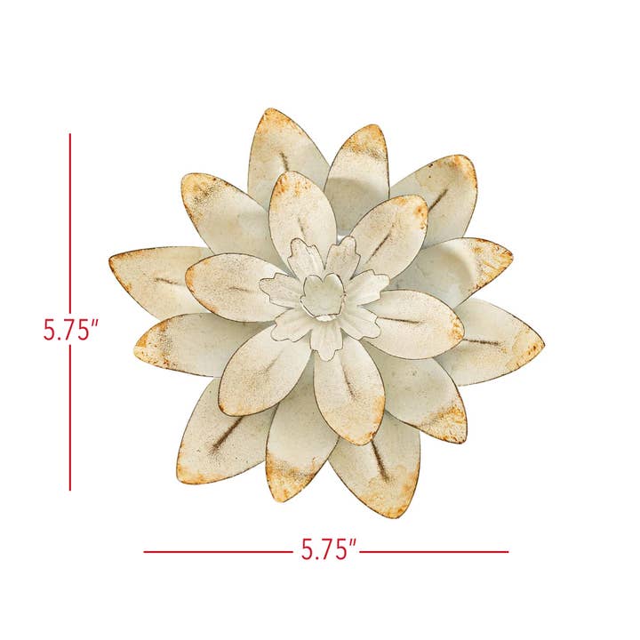 Foreside Home & Garden - Wholesale Wall Accent - Abeline Antique Finish Flower Wall Decor White Metal