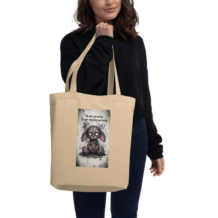 SURVIVE GOTHIC BUNNY Eco Tote Bag for wholesale by The Dark Triad Shadows