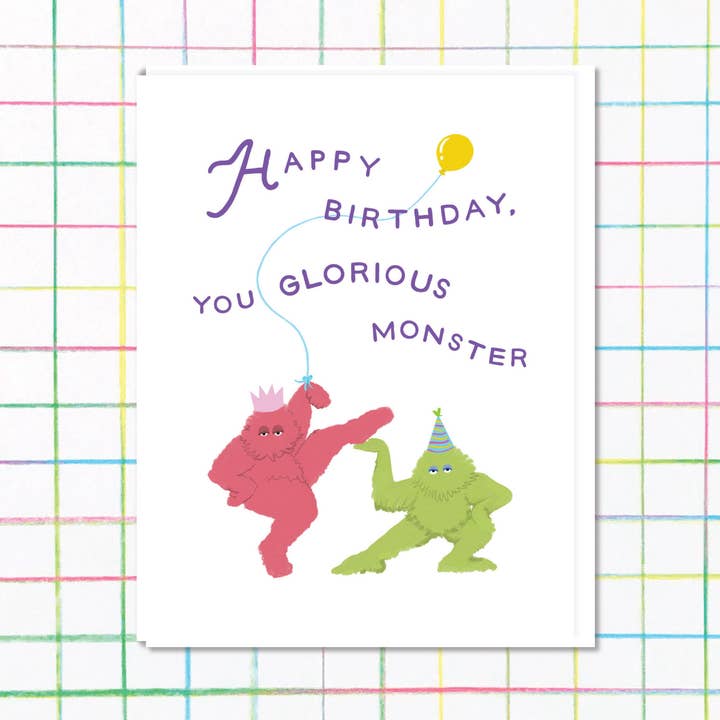 Cartão de Monstro Glorioso Feliz Aniversário por atacado de Middle Sister Card Co.