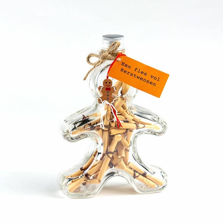 Bottle full of Christmas wishes gingerbreadman for wholesale by Sidedish Cards