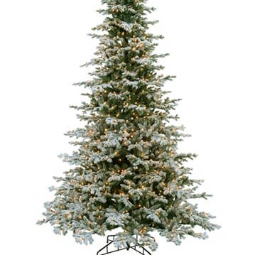 Sapin de Norvège enneigé 9,5'Hx75"D x2467 avec 900 lumières LED sur support en métal neige pour la vente par Silk Flower Depot