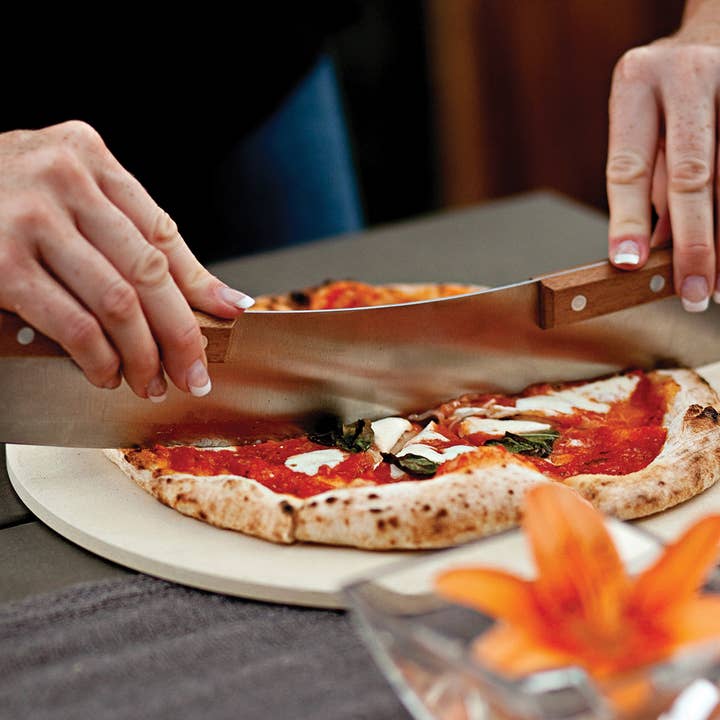 Fox Run Brands – Engroshandel Pizzahjul – Outset Acacia pizzaskærer, rustfrit stål, 13" klinge