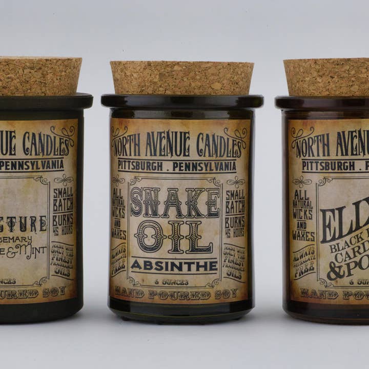 North Ave Candles - Vente Bougie en bocal - L'apothicaire/Elixir/Cardamome, Poivre noir, Coquelicot
