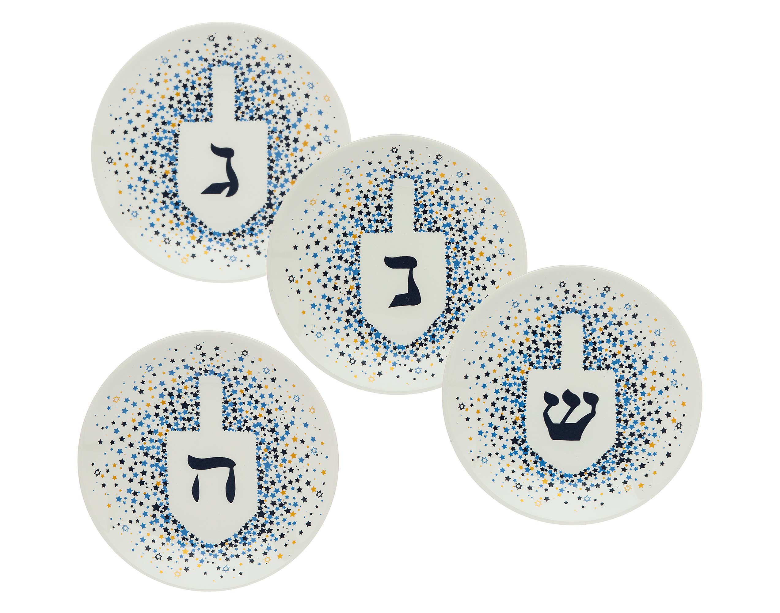 Godinger - Wholesale Dinner Plate - Dreidel Plates Set of 4 in a Gift Box