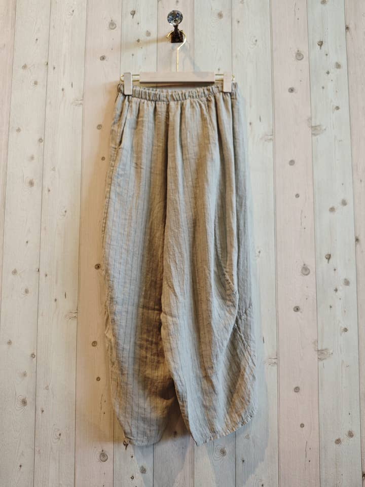 Linen & More - Wholesale Pants - Women's - REF 4148 STRIPED LINEN PANTS 100%
