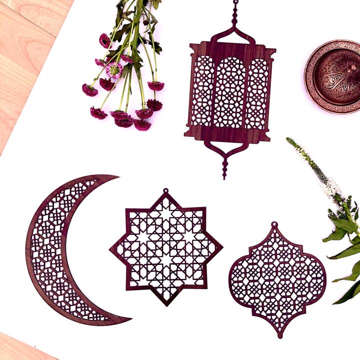 Large Laser Cut Hanging Ornaments - Eid Decorations Moon Sta for wholesale by Islamic Moments