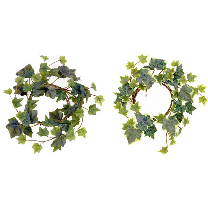Artificial English Ivy Candle Ring - Green or Variegated for wholesale by Will's Company