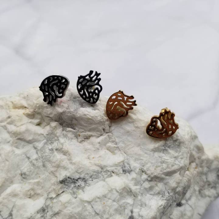 Anatomical Human Heart Stud Earrings for wholesale by The Pretty Jewellery