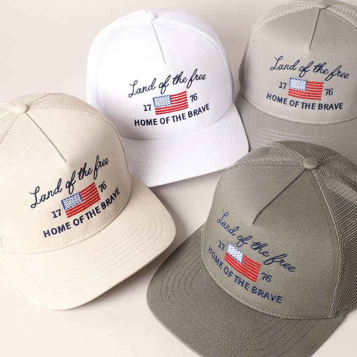 Fashion City - Wholesale Trucker Hat - Unisex - Land Of The Free Embroidery MeshBack Trucker Hat 15
