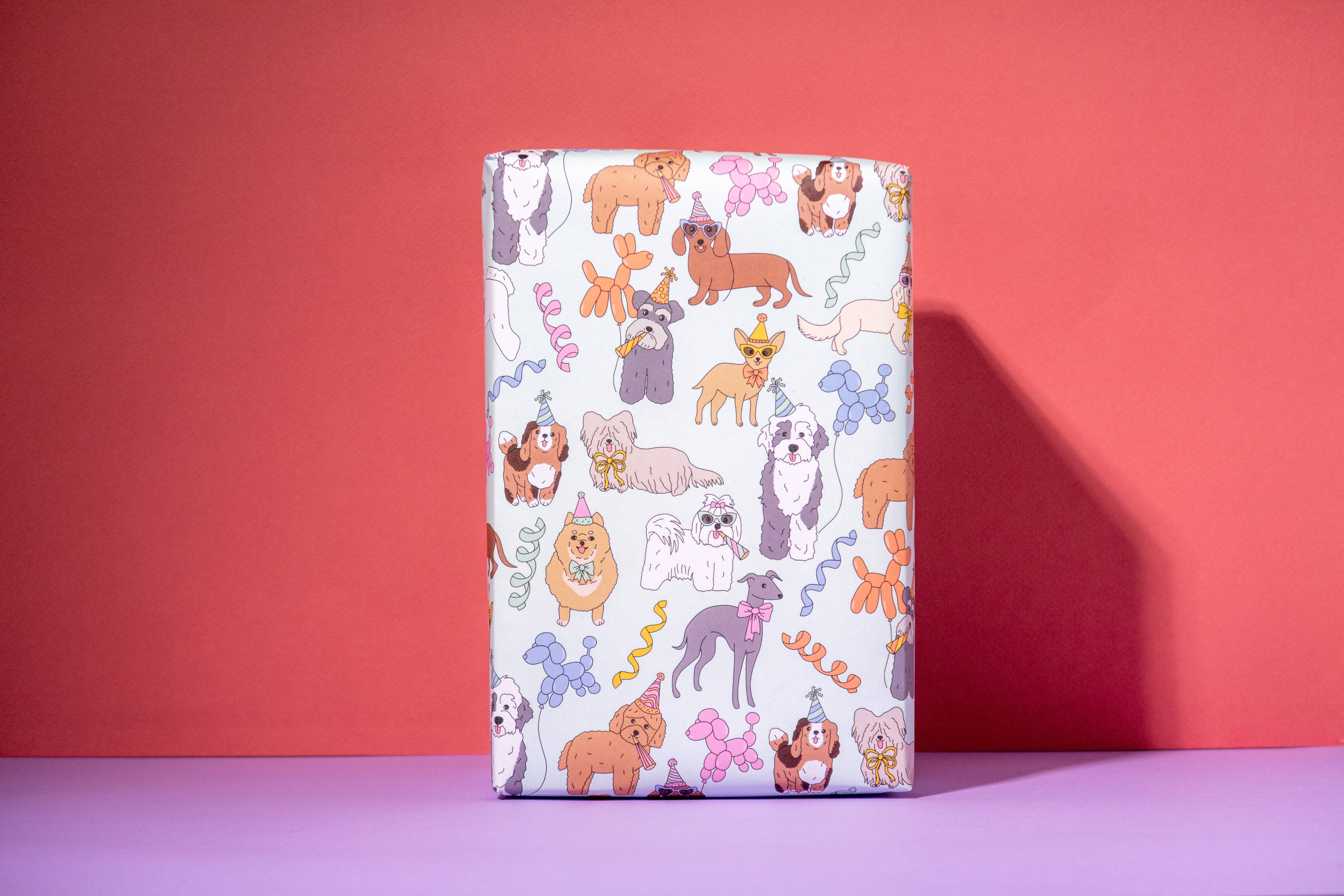 Illustrating Amy - Wholesale Wrapping Paper Roll - Birthday Dogs Gift Wrap Rolls3